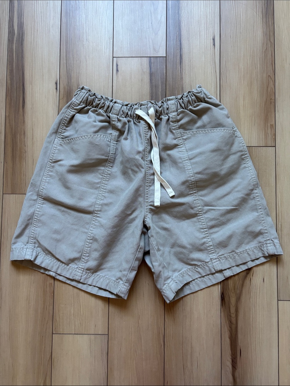 aerie Drawstring Patch-Pocket Shorts - Beige
